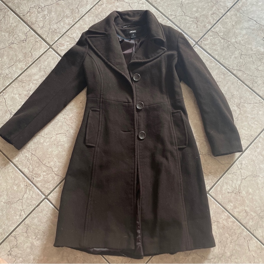 DONNA KARAN Black Cashmere Double Breasted